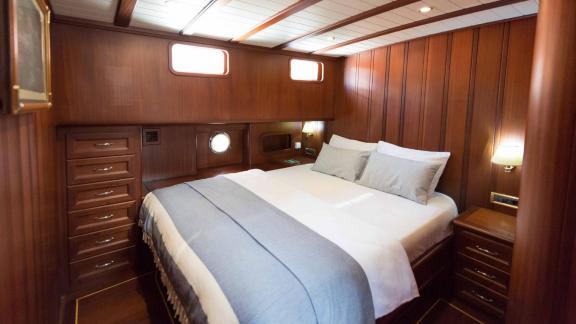 Experience restful sleep in the luxurious cabin with a double bed on Gulet Primadonna.